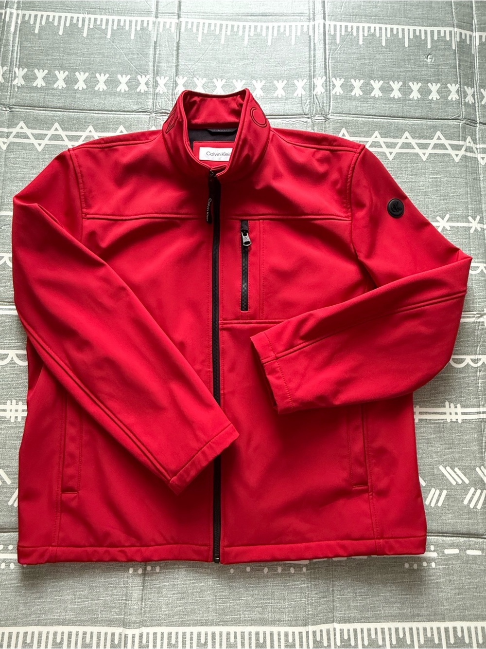 Calvin Klein Red Soft Shell Jacket Men’s XL Fleece Lined Full Zip